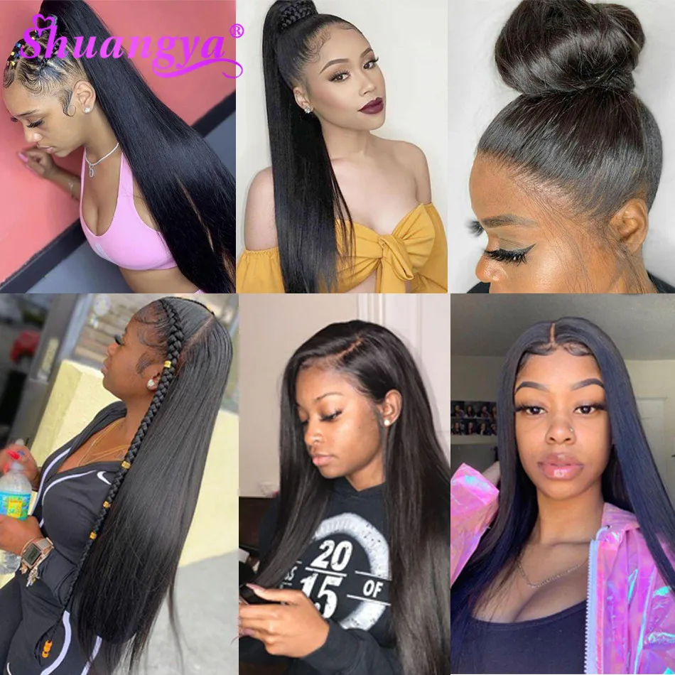 Brazilian Straight Lace Front Human Hair Wigs 13x4/13X6/360 Lace Frontal Wig Pre Plucked With Baby Hair Lace Front Wig Shuangya
