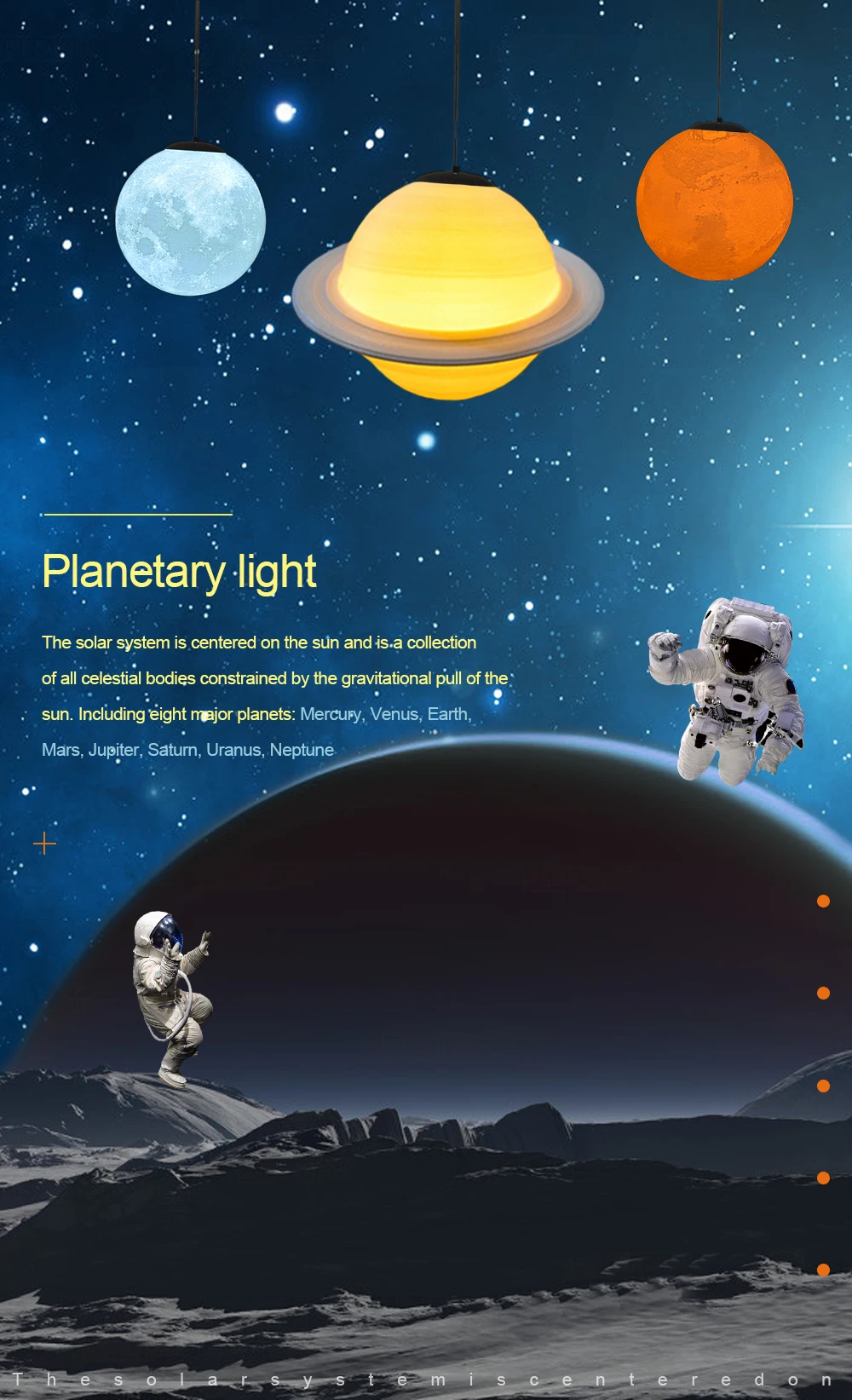 Подвесные светильники с Луной звездой, креативные светильники, Меркурий, Марс, Юпитер, земля, Венера, солнце, Нептун, Сатурн, подвесной светильник, столовая, Livig home