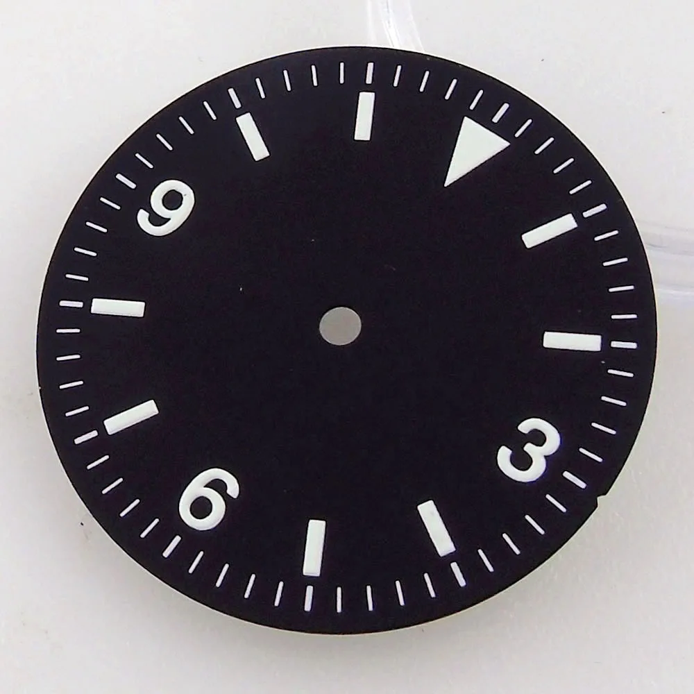 Nologo Black Vintage Watch Dial with Yellow Markers - 29mm