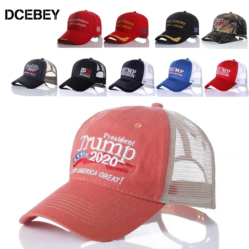 

Donald Trump 2020 New Mesh Baseball Cap Make America Great Again Embroidery USA Flag Hat 3D Embroidery Caps Outdoor Camouflage