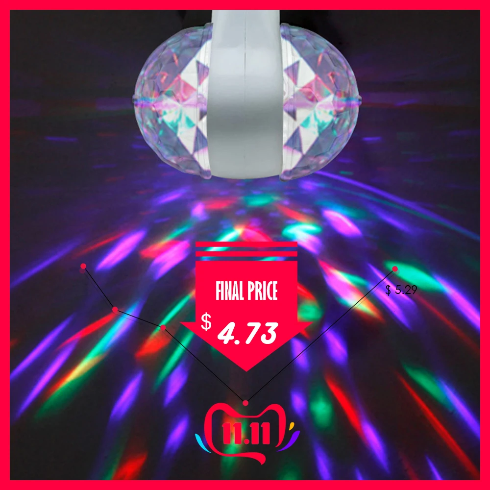 

6W Rotating Bulb Light Stage Disco Light Double-headed RGB Rotating Stage Light Lamp Party Magic Ball Luces Escenario D40