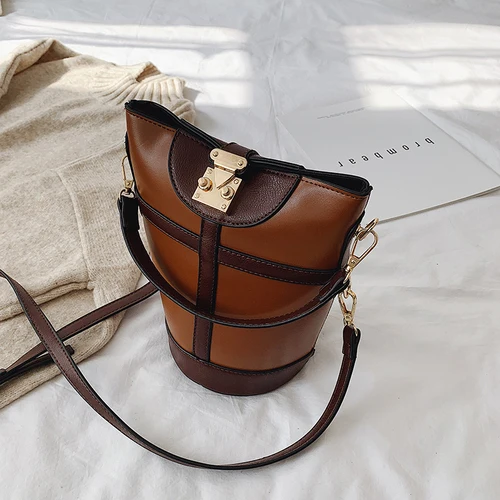 iVog New Arrival Everyday Female Small Shoulder Crossbody Handbag Geometric louis Fashion Bucket Bags for Women - Цвет: brown