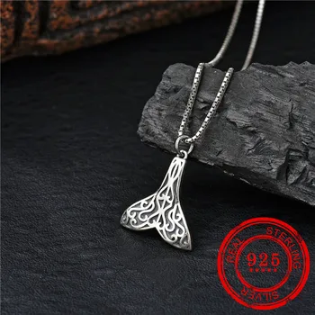 

Korean version 100% sterling silver 925 necklace Whale tail Pendant chain chain ladies necklace Prata925 fashion jewelry