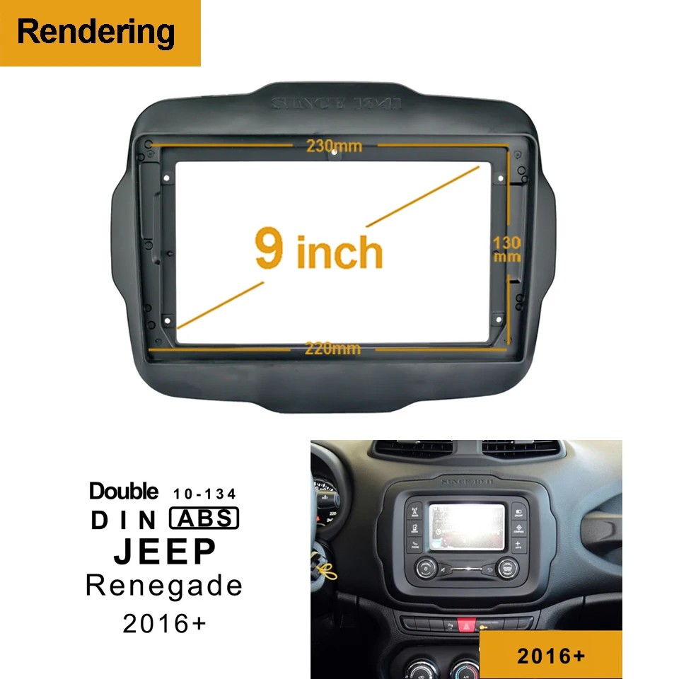 2DIN Car CD DVD Frame Audio Fitting Adaptor Dash Trim Facia Panel 9inch For JEEP Renegade 17 18 19 Double Din Radio Player