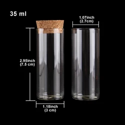 Elegant Glass Test Tubes with Cork Stoppers - Set of 24 Versatile Dragee Jars (35ml(30x75mm))