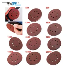 10pcs 125mm Sanding Discs 8 Hole Hook Loop Sandpaper 40Grit-3000Grit Sanding Paper Sanding Disc Abrasive Polishing Tools