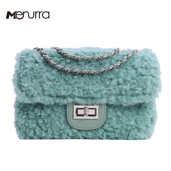 

Fashion Luxury Handbags Women Sheep Fur Bags Designer Ostrich Fur Shoulder Bags Messenger Bag Eveing Bags
