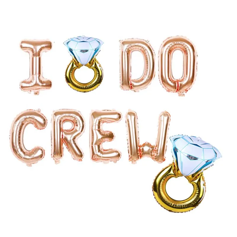 Design-32 Вечерние шары для близнецов I DO CREW, девичник, вечерние украшения, девичник, вечерние кольца, шар I Do Crew 1" шар в форме буквы, розовое золото, вечерние - Цвет: Design-32