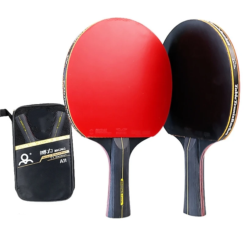 2PCS Professional 6 Star Table Tennis Racket Ping Pong Racket Set Pimples-in Rubber Hight Quality Blade Bat Paddle with Bag