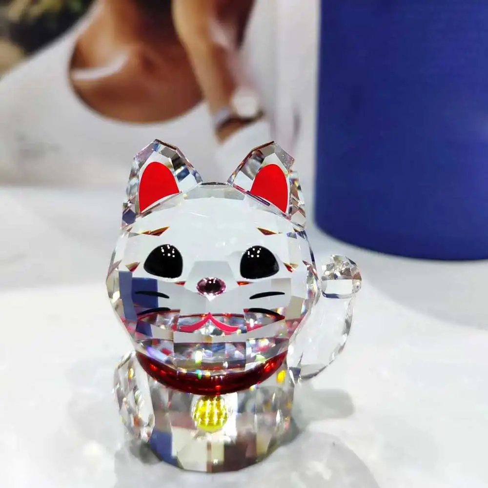 Кристалл милый кот статуэтки, украшение из стекла Кот пресс-папье фэн-шуй коллекция декора ремесло игрушка подарок на Рождество домашний декор