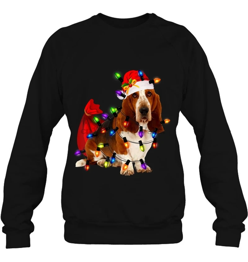 Мужская толстовка Basset Hound Рождественские огни женская уличная одежда
