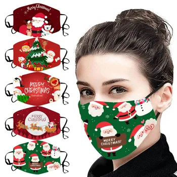 

Adult maak Christmas atmosphere printing breathable and durable polyester washable and reusable dust-proof hanging ear massk /30