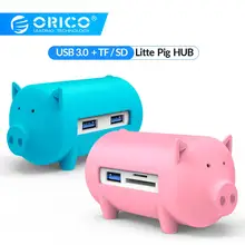 ORICO USB3.0 концентратор Litte свинья мульти 3 порта с устройство для чтения карт SD TF адаптер для MacBook Air ноутбук ПК USB 3,0 OTG разветвитель