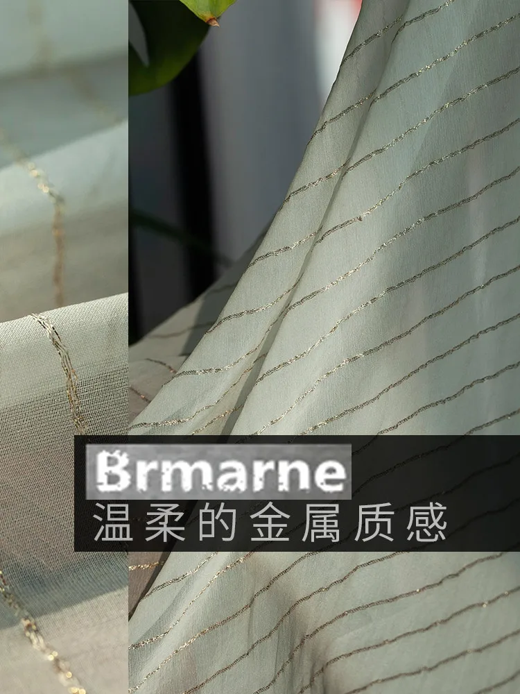 10cm*115cm/piece Metallic mesh gauze thin stripe dress fabric | Дом и сад