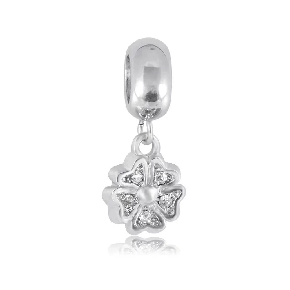 Горячая цветок кристалл форма клевера символизирует удачу талисманы из нержавеющей стали талисманы подходят ожерелье и браслет