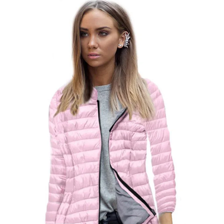 Autumn Winter Casual Bomer Jacket 2020 Fashion Slim Padded Pocket Parkas Full Sleeve Zippers Jackets Coat High Street | Женская одежда
