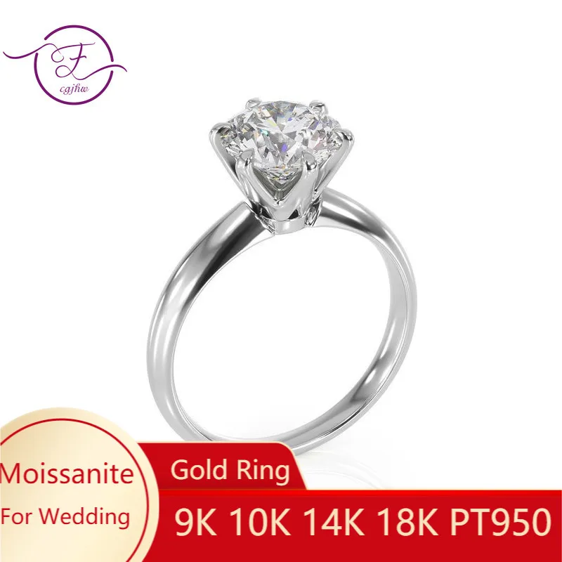 1ct 6 5 мм EF цвет Moissanite обручальное кольцо 14k белое золото для женщин кольцо|Кольца| |