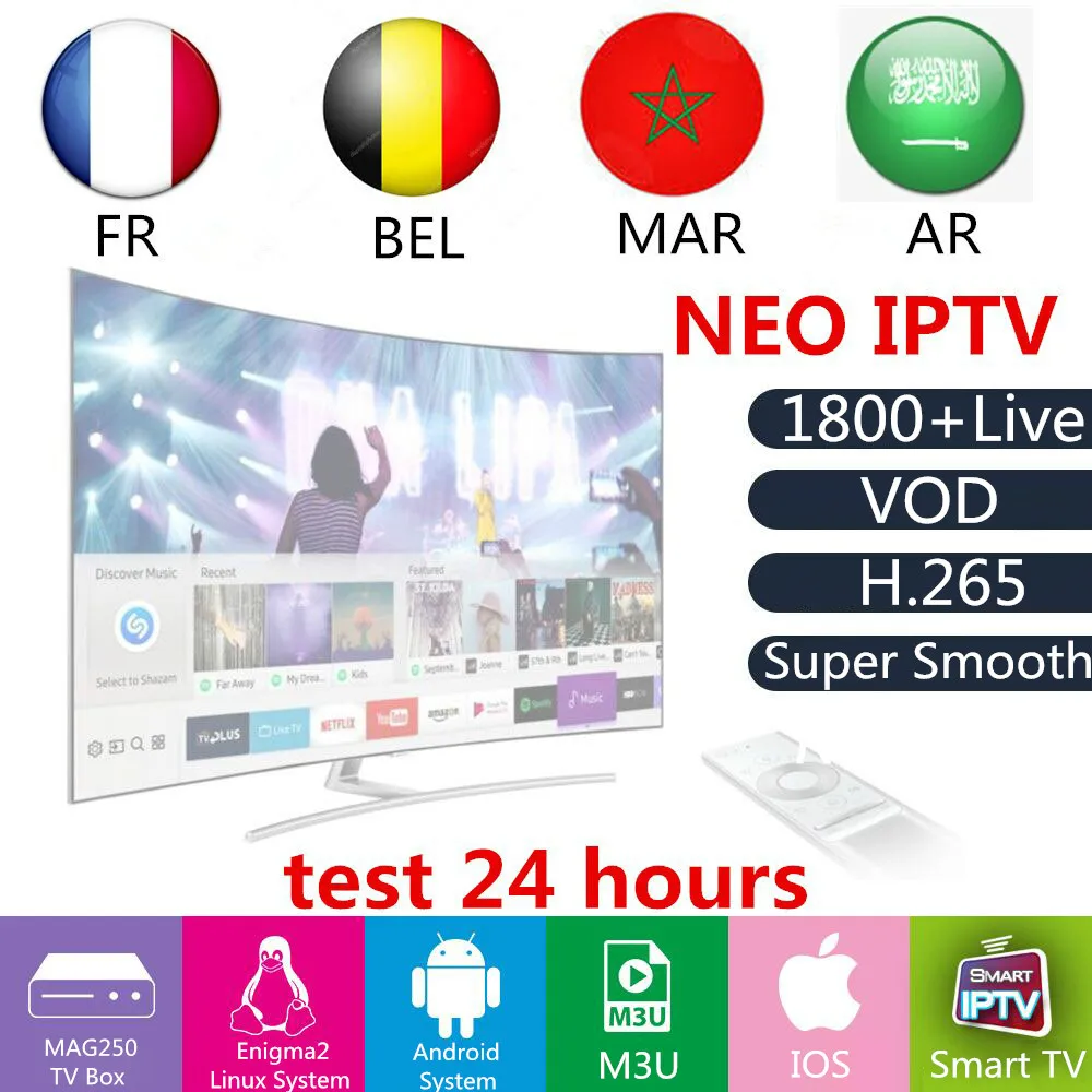 NEO tv Pro Ultra HD арабский французский IP tv подписка NEO tv 12 месяцев H.265 Франция арабский Nederland Live Европейская ТВ посылка VOD
