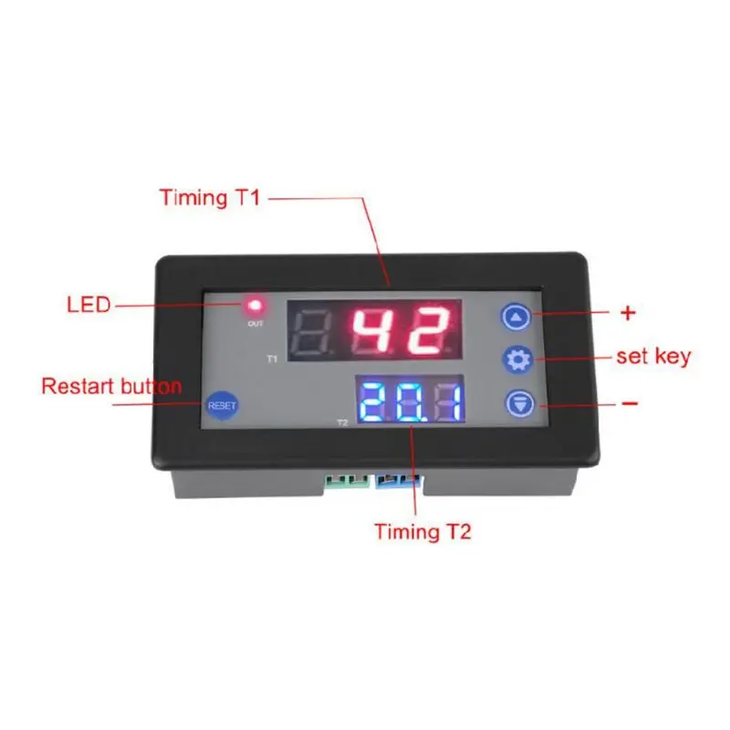 

12V Digital Cycle Twin Timer Delay Relay Module LED for Timing Switch Control H55A