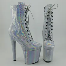 Leecabe/Обувь для танцев на шесте из змеиной кожи 20 см/8 дюймов ботинки на платформе с высоким каблуком ботинки для танцев на шесте с закрытым носком