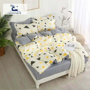 

Liv-Esthete Geometry Bedding Set Decorative Home Textiles Bedspread Bed Flat Sheet Luxury Linen Double Adult Duvet Cover Set