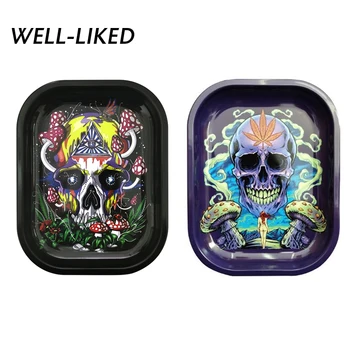

2020 TOP Skull Pattern Smoke Tray Tobacco Metal Rolling Tray Cigarette Container Tobacco Grinder Storage for DIY Smoking Gift