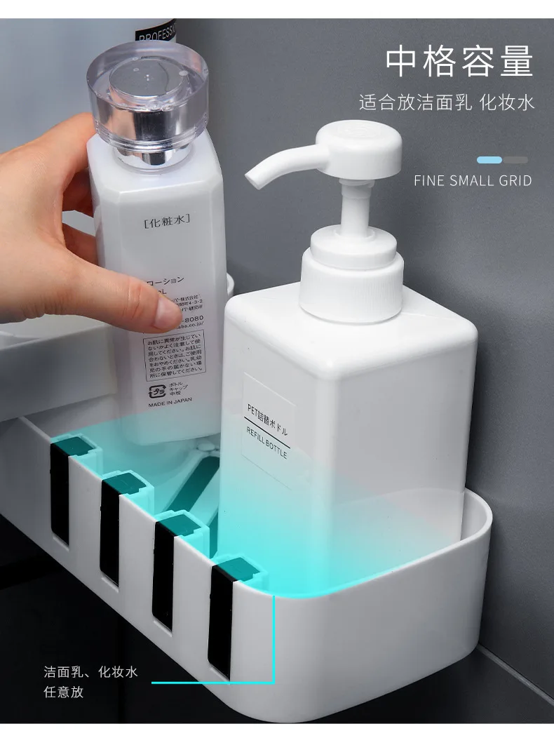 rotatable Bathroom Shelving Wall Plastic Suction Cup Bathroom Kitchen Storage Rack Organizer Shower Shelf Bathroom Accessories