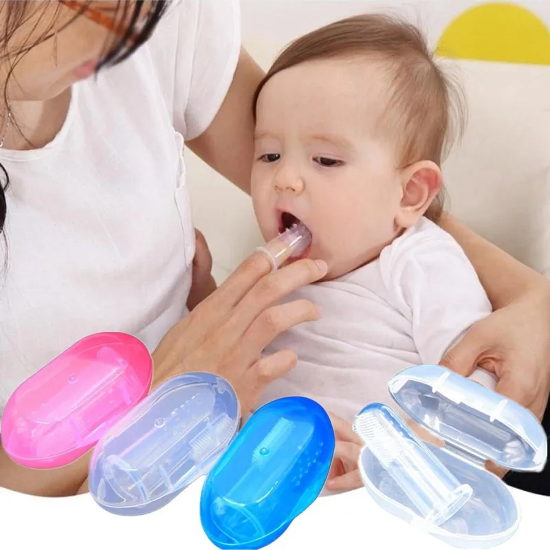 Cepillo de dientes de silicona suave para bebé, con caja, cepillo de dientes, limpieza infantil, limpieza de goma, masaje para bebé, cuidado bucal