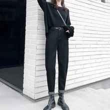 Харадзюку новые джинсы с высокой талией женские шаровары для женщин размера плюс облегающие модные джинсы с карманами женские джинсовые джинсы femme