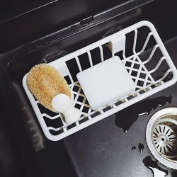 White Corner Kitchen Sink Basket Sponge Soap Holder Washbasin Bathroom Sinks Drain Fregaderos De Cocina Kitchen Accessories YQ50