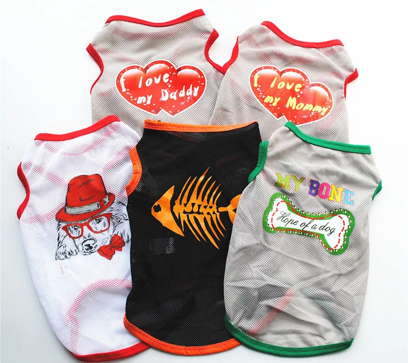 Mesh Summer Dog Clothes Cool Cat Shirt Puppy tshirt For Small Dogs Cats Yorkie Chihuahua Breathable Dogs Vest Pet Clothing XS-L