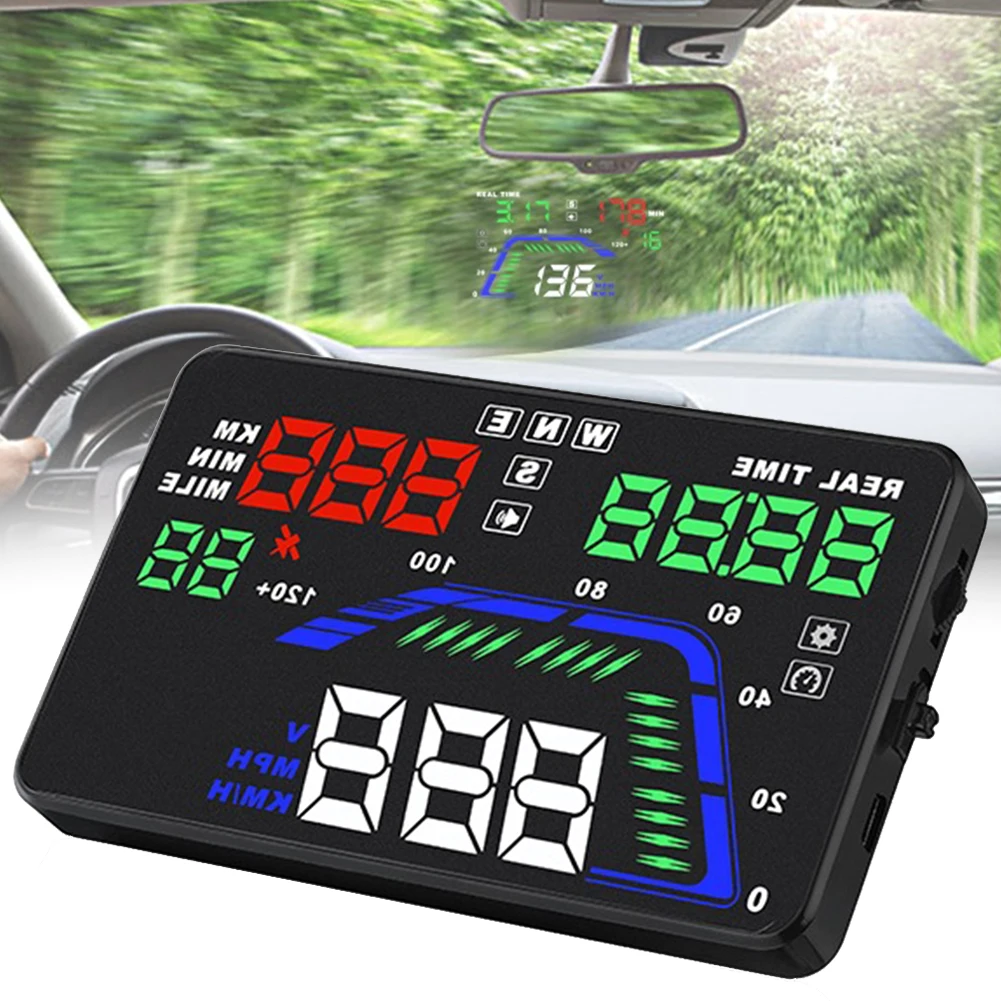Q7 дисплей HUD ABS универсальный 5,5 дюймов портативный цифровой легко установить Вождение gps Спидометр Позиционирование автомобиля зажигалка авто