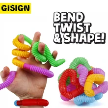 Tubes sensoriels Fidget Toys, jouets de développement précoce, soulage le Stress, Simple fossette, soufflet en plastique, jouets à presser pour enfants autisme