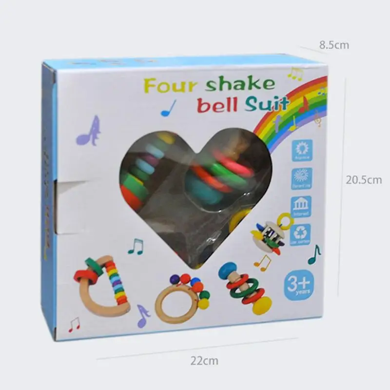 4 шт. деревянный Колокольчик для рук детская кровать музыкальные погремушки развивающие Подарочные игрушки