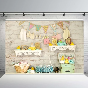 

Photography Backdrops 7x5ft Laundry Clothes Line Bricks Wall Baby Bath Bathing Custom Photo Studio Background Backdrop Vinyl
