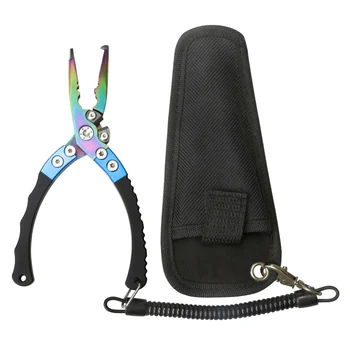 

Aluminum Fishing Pliers Scissors Line Cutter Braid Cutter Hook Remover Crimper Fishing Tools With Lanyard And Pouch