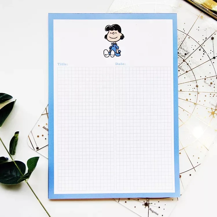 Два размера Peanuts Rogue Dog Charlie Cartoon Kawaii grid memo pad Note Pad Блокнот бумага книга сообщений школа планирования офис - Цвет: big size