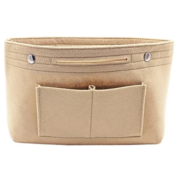 

Women Fashion Felt Cloth Inner Bag Fits in Insert Handbag Multi-Pockets Cosmetic Bags Storage Personal Belongings Organizer