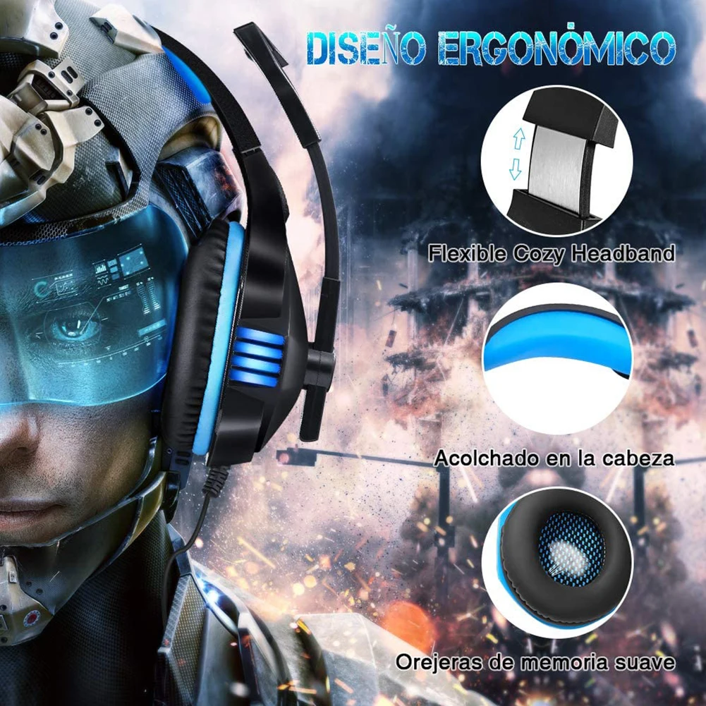 Gaming Headset Wired Stereo Gaming omnidirectional Headset LED Headphones with Microphone LED Light for PS4 PC Computer