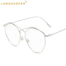 Longkeperer анти голубой свет очки женские очки для глаз кошки рамка женские металлические прозрачные стекла больших размеров очки оптические очки