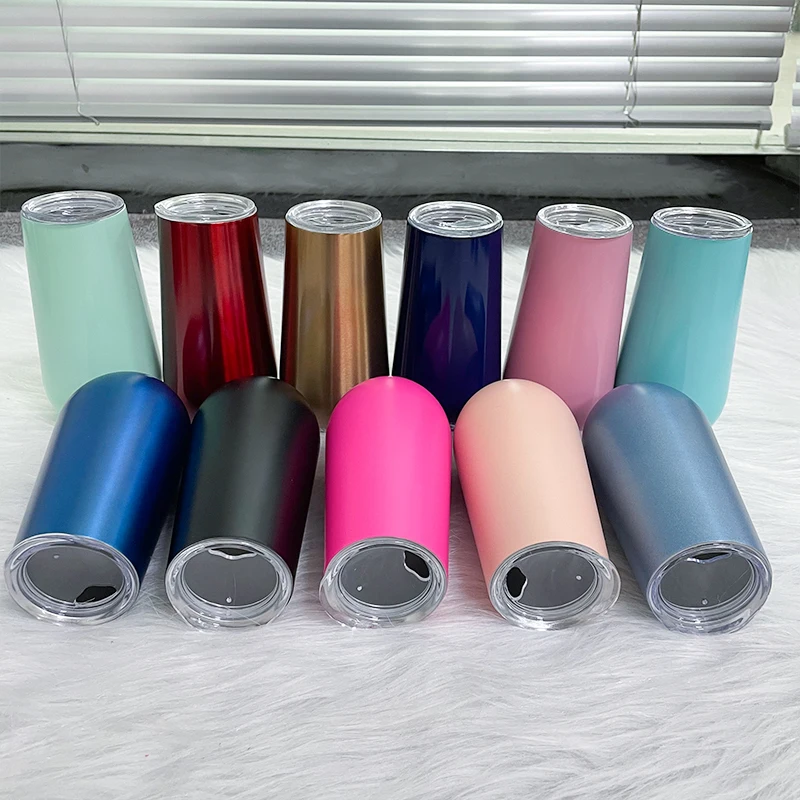 

6oz Wine Tumblers Beer Mug Champagne Wine Glass With Lids Small Size Egg Cups Stainless Steel Thermos Insulation Party Gift