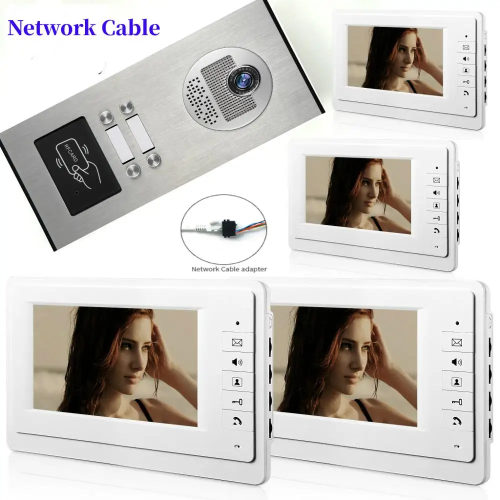 

SmartYIBA 2-6Units Apartment Intercom System 7"Monitor Network Cable Port Video Door Phone Doorbell Intercom Camera System