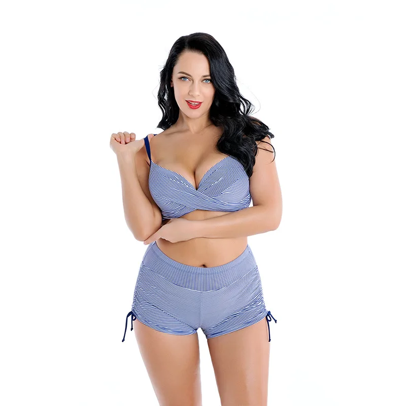 

2018 New Style Large Size Bathing Suit Split Type Sexy Bikini Swimwear Europe And America High-waisted Fat Tour Bathing Suit Wom