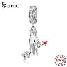 Bamoer, Стерлинговое серебро 925, ювелирное изделие, рука с подвеской в виде стрелы любви, Шарм для оригинального 925 браслета, женское ювелирное изделие SCC1375