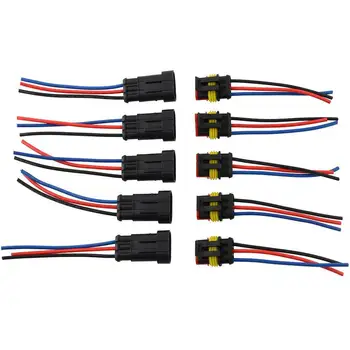 

New 5 Kit 3 Pin Way Car Auto Vehicle Waterproof Electrical Connector W/Wire AWG！