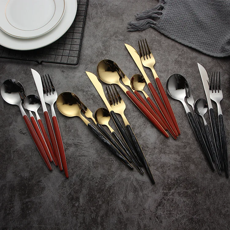 304 Stainless Steel Tableware Set Hotel Restaurant Knife, Fork And Spoon Clamping Handles Portugal Convenient West Tableware Thr