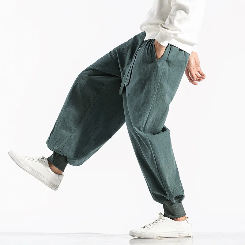 

2019 Autumn And Winter New Style MEN'S Casual Pants Japanese-style Chinese-style Retro Loose And Plus-sized Wide-Leg Beam Leg Ha