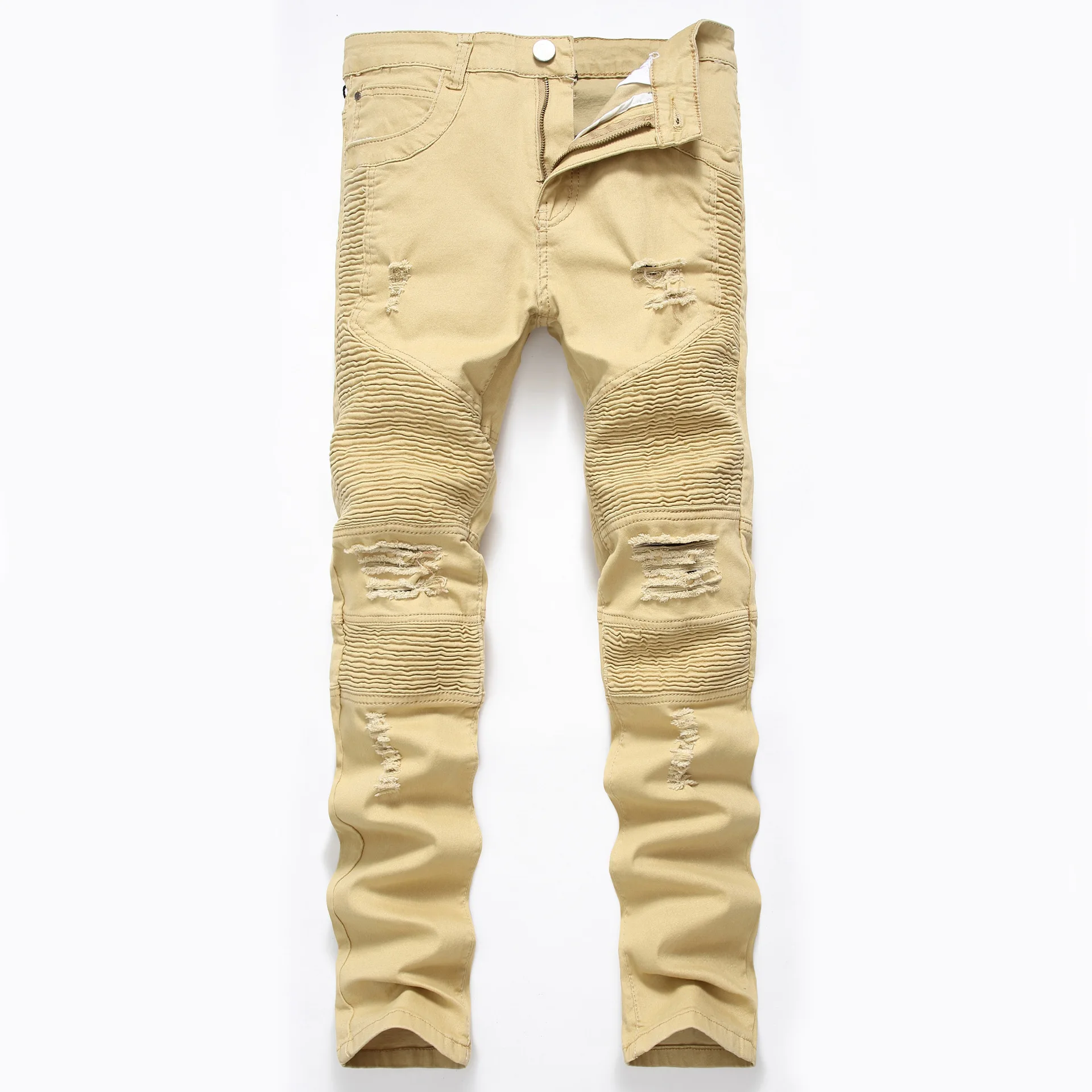 Mens Jeans New Fashion Male Casual Biker Jeans Slim Straight Feet Jeans Loose Waist Long Trousers Denim Pants Large Size 42 - Цвет: 901