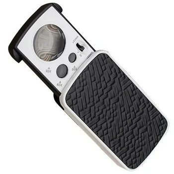 

ABS + Leather + Acrylic Pocket Magnifying Black Jeweler Eye Glass Loop LED Lights Best Practical