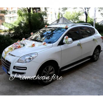 

Gold Champagne Simulation of Circular Wreath Wedding Car Decoration Set Europe Korean... Our Photo Show Bride Floats
